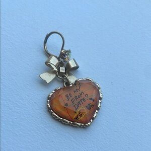 Betsy Johnson Heart-Shaped Gold and Orange Charm